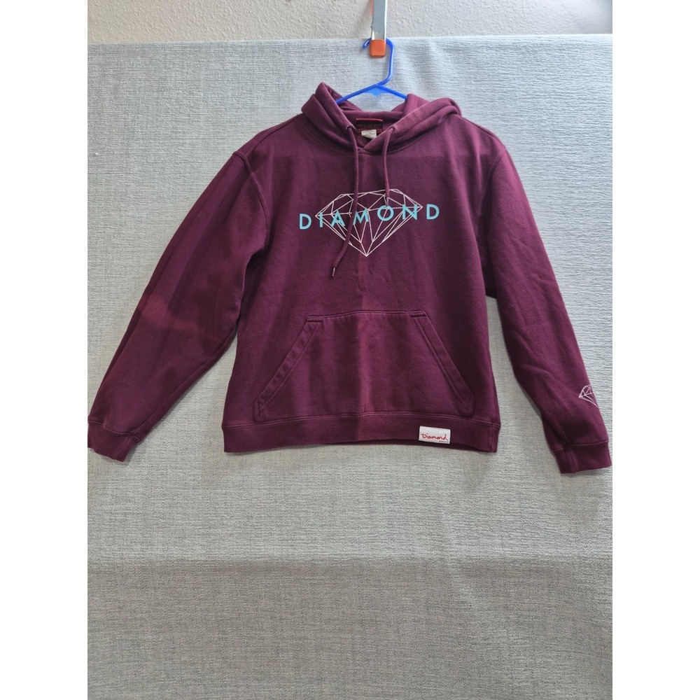 Diamond Supply Co Hoodie Womens Small Maroon Graphic Logo Cotton Fleece Lined
